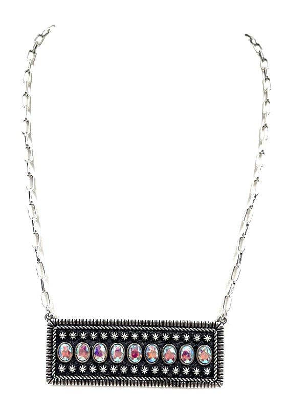 Western Stone Bubble Metal Plate Necklace - Double C Western SupplySnowing West