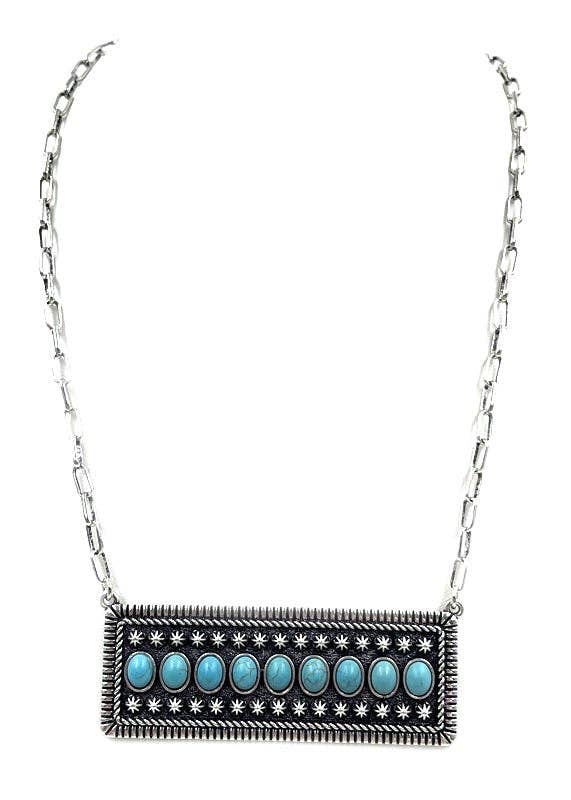 Western Stone Bubble Metal Plate Necklace - Double C Western SupplySnowing West