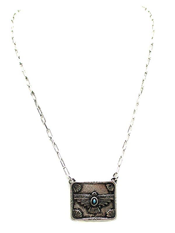 Western Thunderbird Metal Plate Necklace SN045FSBTQ - Double C Western SupplySnowing West