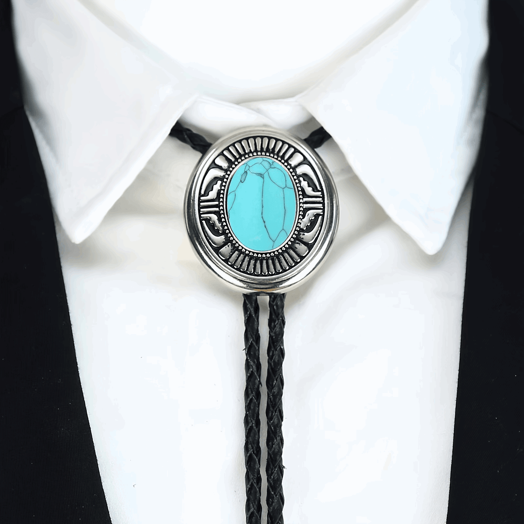 Western Turquoise Cowboy Bolo Tie Necklace - Double C Western SupplySimpleNGreat