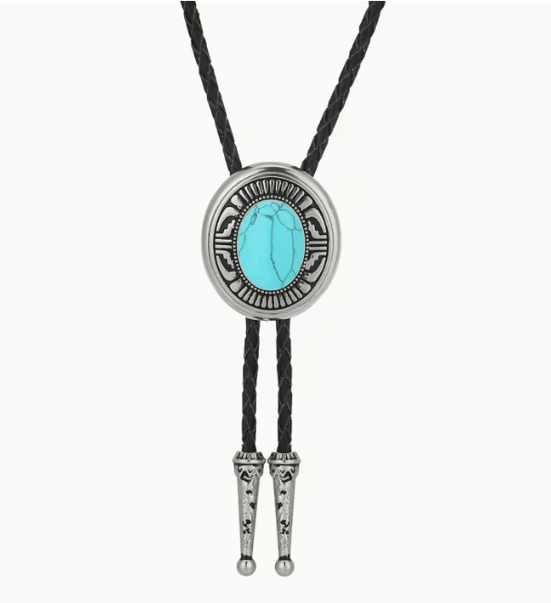 Western Turquoise Cowboy Bolo Tie Necklace - Double C Western SupplySimpleNGreat