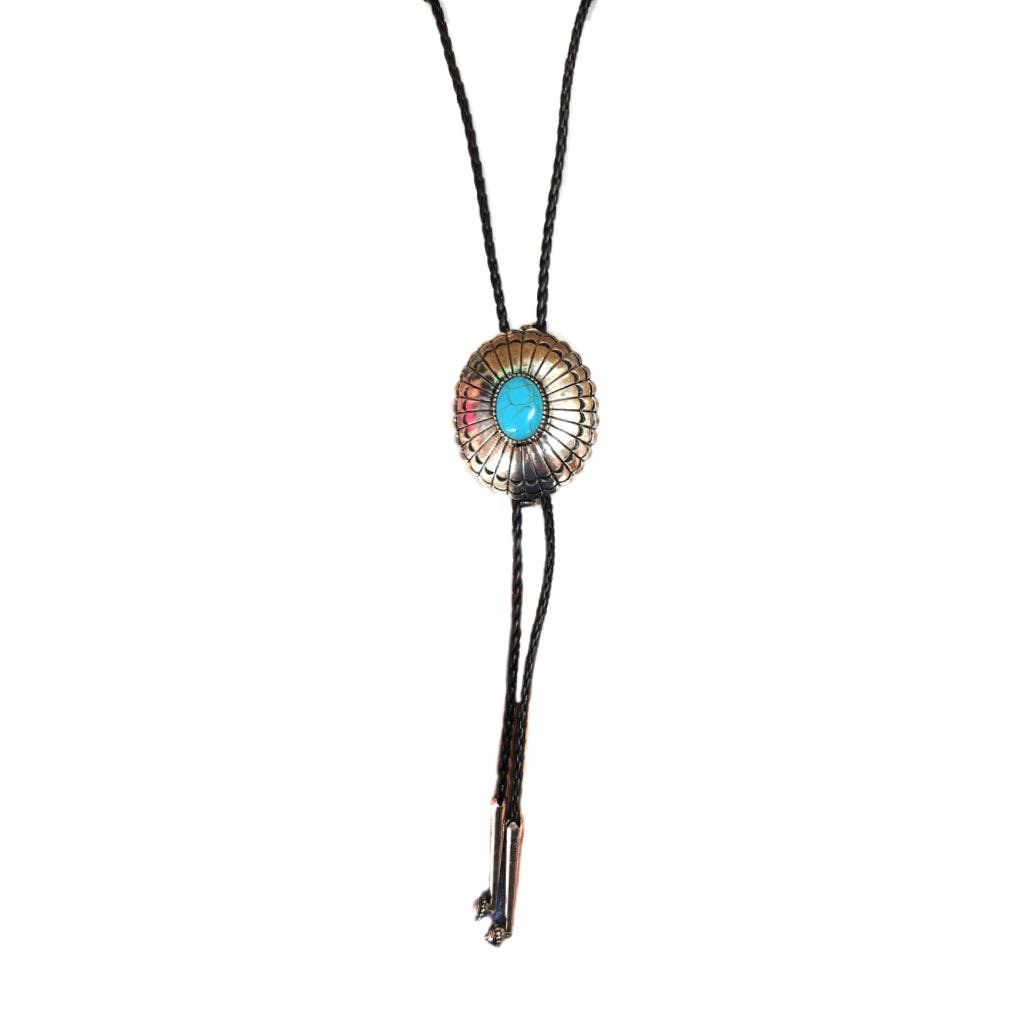 Western Turquoise Oval Concho Pendant Bolo SN0502SBTQ - Double C Western SupplySnowing West