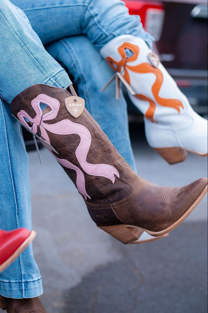 WMS Beaux J Toe Western Boot Weathered Tan/Baby Pink 10080307 - Double C Western SupplyAriat