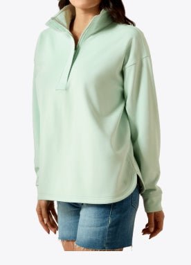 WMS Breeze Logo 1/2 Zip Sweatshirt DUSTY AQUA 10071259 - Double C Western SupplyAriat
