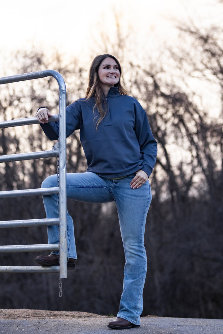 WMS Breeze Logo 1/2 Zip Sweatshirt OMBRE BLUE 10071261 - Double C Western SupplyAriat