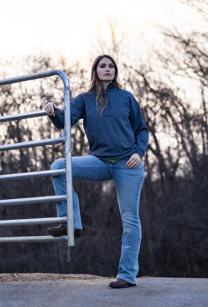 WMS Breeze Logo 1/2 Zip Sweatshirt OMBRE BLUE 10071261 - Double C Western SupplyAriat