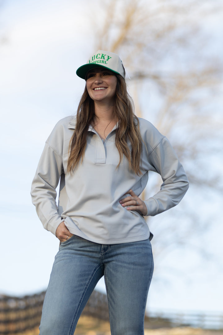 WMS Breeze Logo 1/2 Zip Sweatshirt QUIET GREY 10071258 - Double C Western SupplyAriat