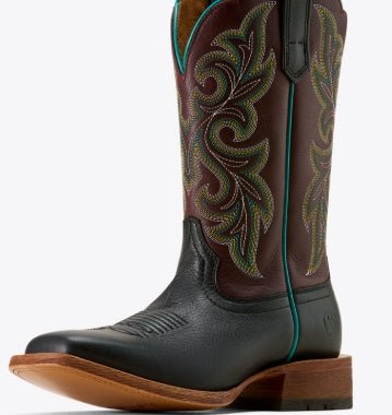 WMS County Lane Wide Square Toe Western Boot BASIC BLACK 10074376 - Double C Western SupplyAriat