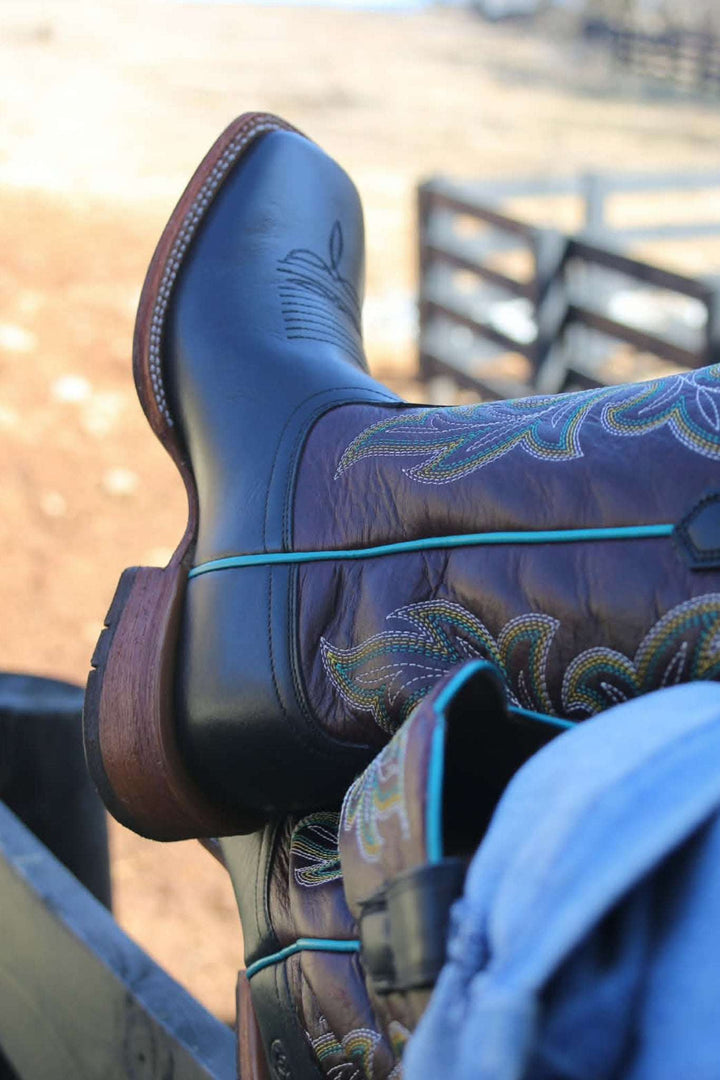 WMS County Lane Wide Square Toe Western Boot BASIC BLACK 10074376 - Double C Western SupplyAriat