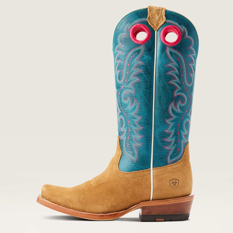WMS Futurity Boon Cutter Toe Western Boot BUCKSKIN ROUGHOUT 10044403 - Double C Western SupplyAriat