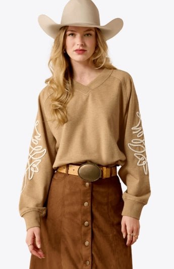 WMS Juliette Sweatshirt KHAKI HEATHER 10080602 - Double C Western SupplyAriat