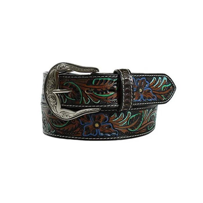 Women's Nocona Dark Tooled Floral Belt - Double C Western SupplyM & F