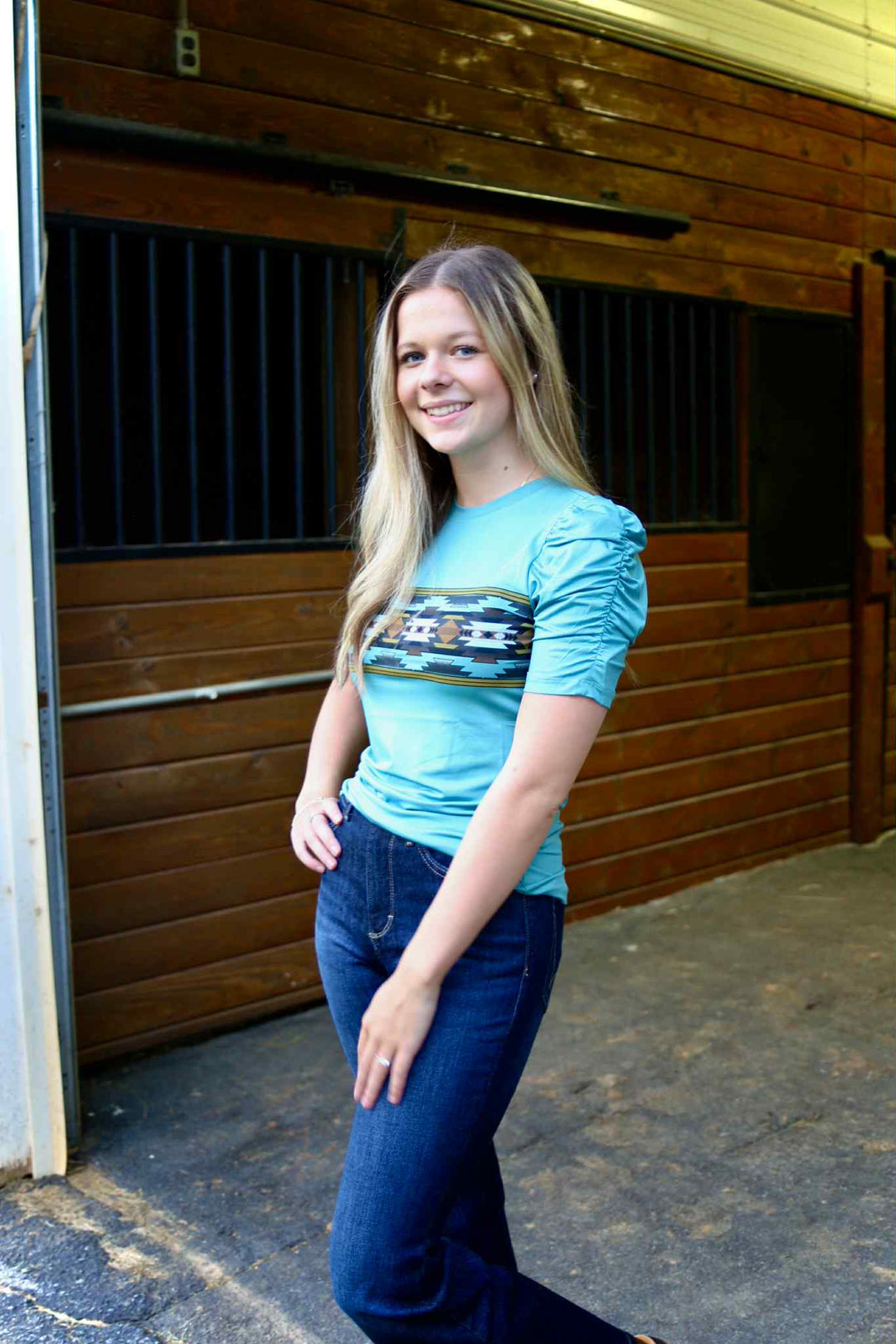 WOMENS S/S SUBLIMATION PRINT TEE/TEAL CTK7509003 - Double C Western SupplyCinch