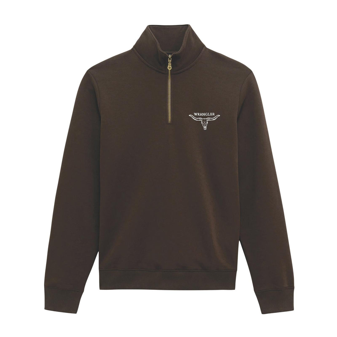 Wrangler® 1/4 Zip Fleece Pullover - Regular Fit - Chocolate Torte - 112379609 - Double C Western SupplyWrangler