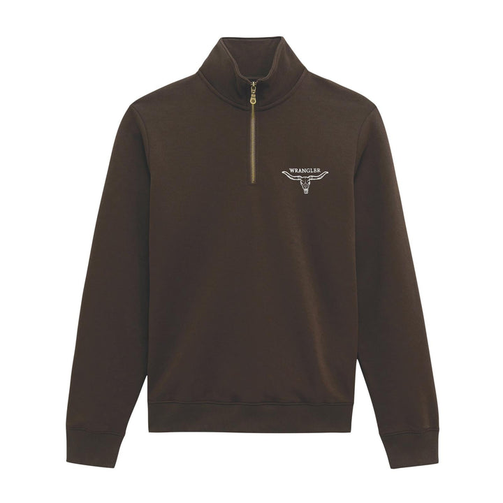 Wrangler® 1/4 Zip Fleece Pullover - Regular Fit - Chocolate Torte - 112379609 - Double C Western SupplyWrangler