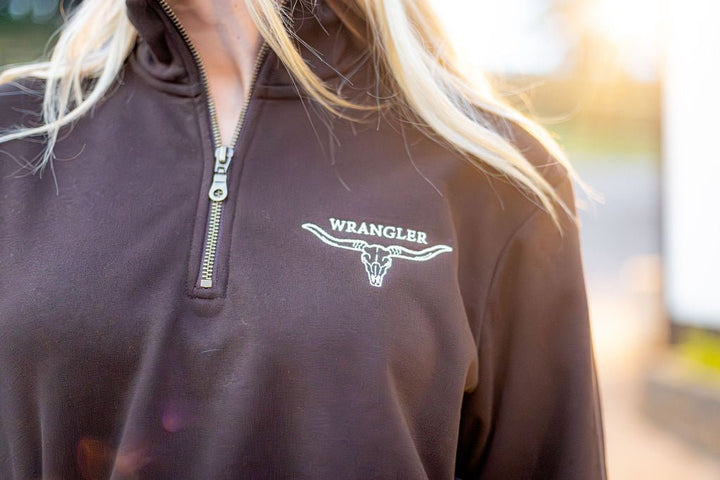 Wrangler® 1/4 Zip Fleece Pullover - Regular Fit - Chocolate Torte - 112379609 - Double C Western SupplyWrangler