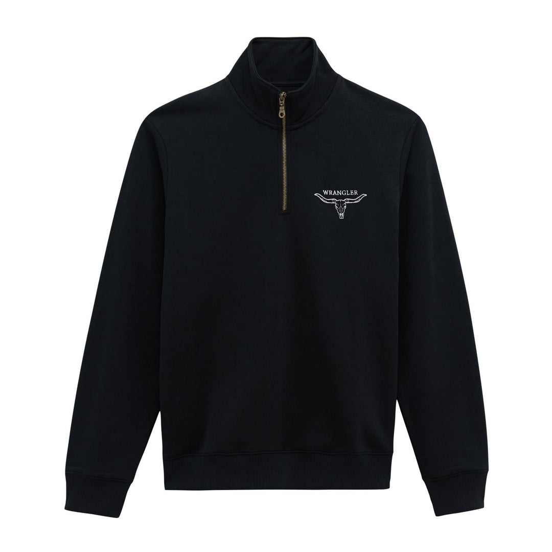 Wrangler® 1/4 Zip Fleece Pullover - Regular Fit - Jet Black - 112379610 - Double C Western SupplyWrangler