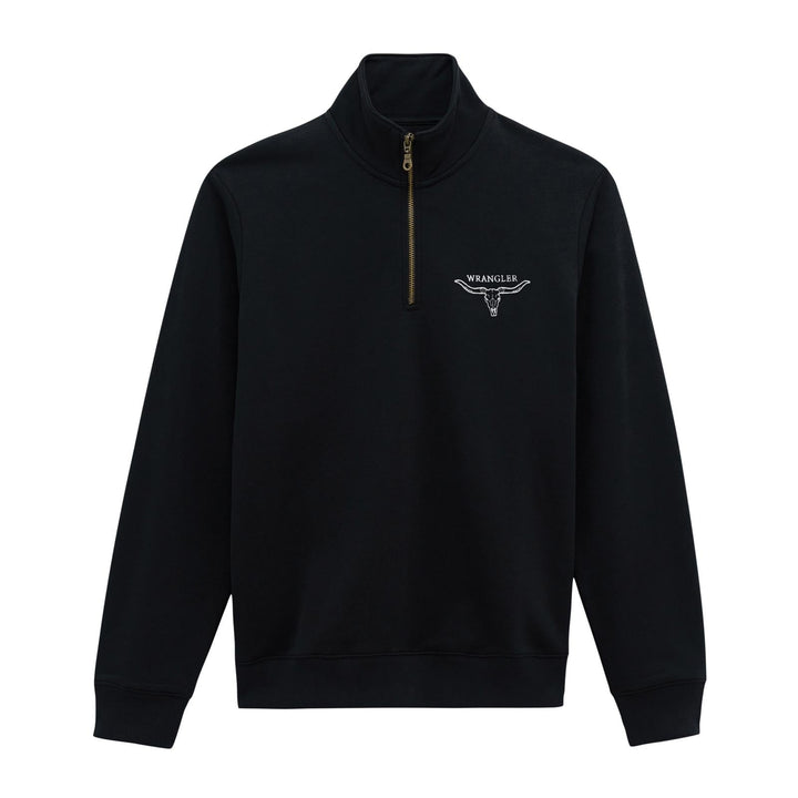 Wrangler® 1/4 Zip Fleece Pullover - Regular Fit - Jet Black - 112379610 - Double C Western SupplyWrangler
