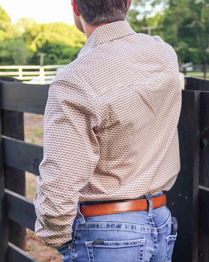 Wrangler® 20X® Competition Advanced Comfort Long Sleeve Shirt - Classic Fit - Red/Brown - 112381478 - Double C Western SupplyWrangler