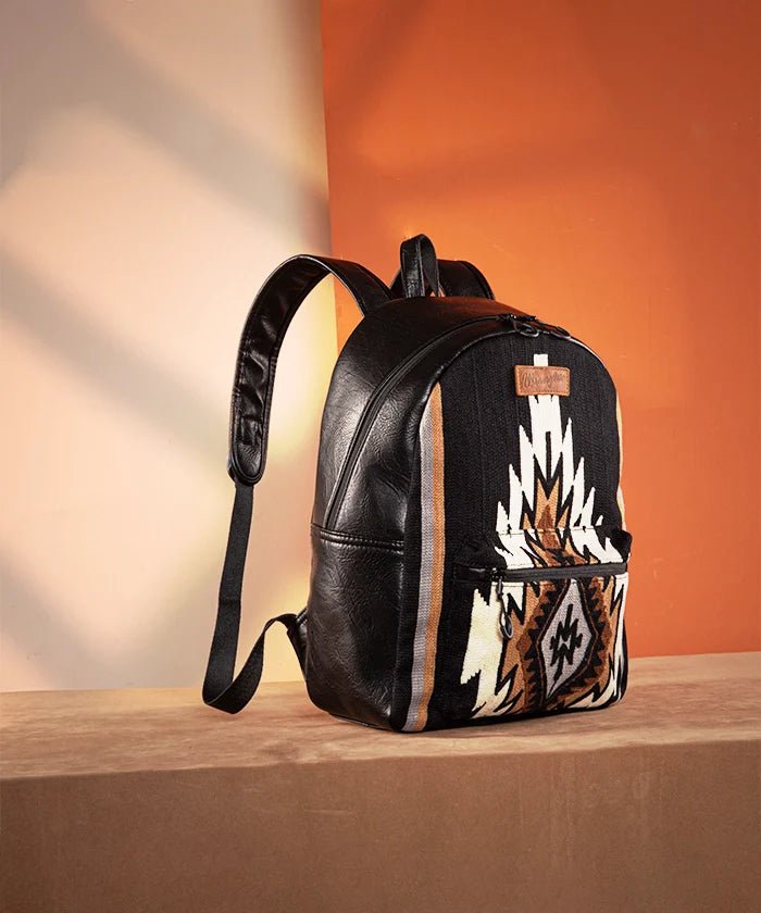 Wrangler Aztec Knitted Backpack Black - Double C Western SupplyWrangler