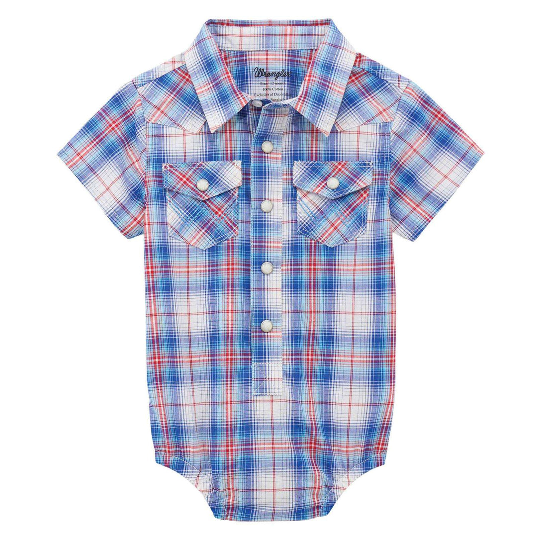 Wrangler® Baby Boy Long Sleeve Bodysuit Blue | 112378814 - Double C Western SupplyWrangler