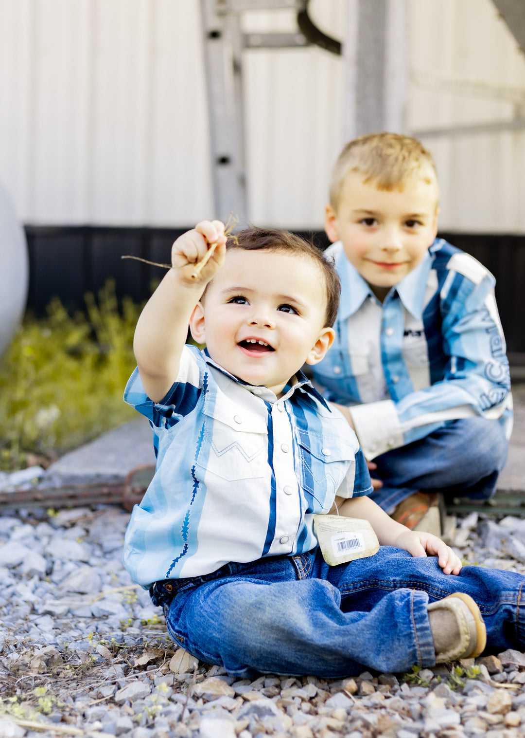Wrangler® Baby Boy Long Sleeve Bodysuit Blue Multi | 112378895 - Double C Western SupplyWrangler