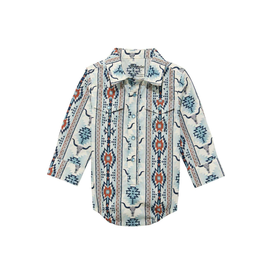 Wrangler® Baby Boy Long Sleeve Bodysuit - Brown Multi 112374326 - Double C Western SupplyWrangler