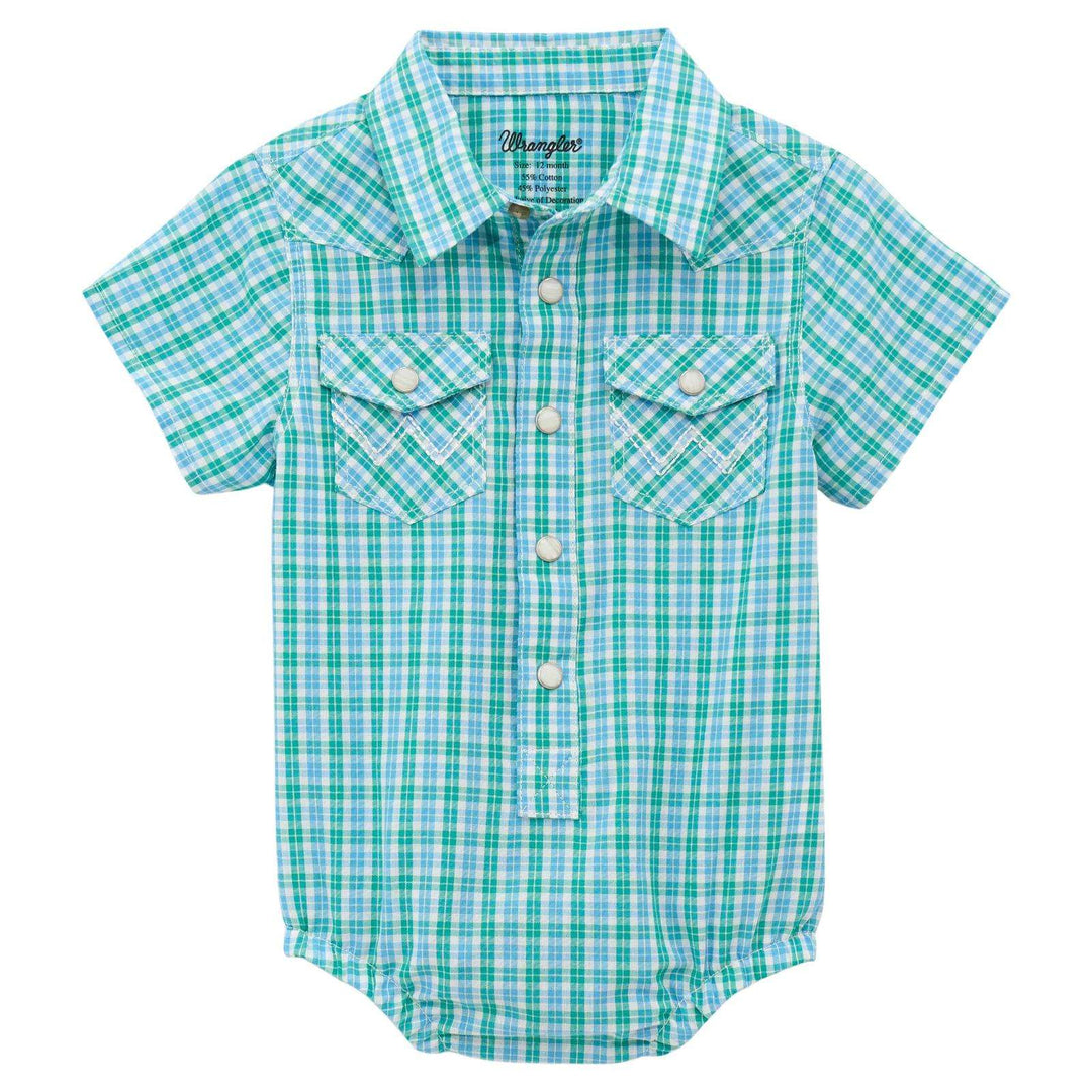 Wrangler® Baby Boy Long Sleeve Bodysuit Green | 112378885 - Double C Western SupplyWrangler