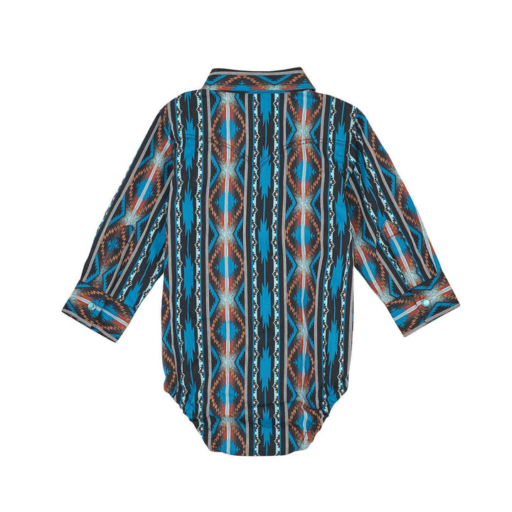 Wrangler® Baby Boy Long Sleeve Bodysuit - Turq Multi 112367737 - Double C Western SupplyWrangler