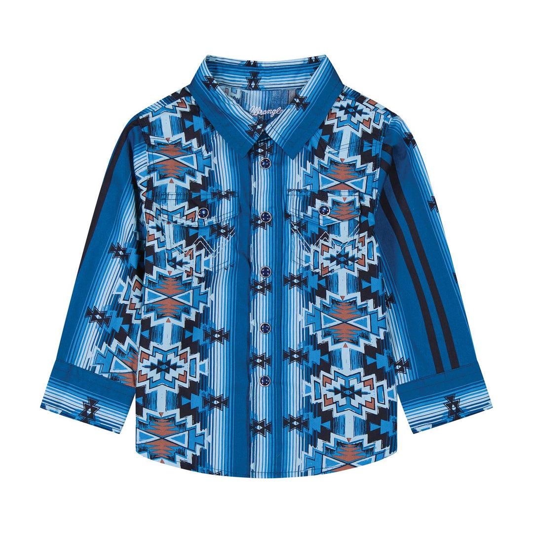 Wrangler® Baby Boy Long Sleeve Shirt - Blue - 112384734 - Double C Western SupplyWrangler