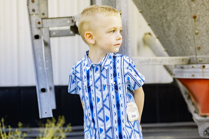 Wrangler® Baby Boy Long Sleeve Shirt Blue Multi | 112378883 - Double C Western SupplyWrangler