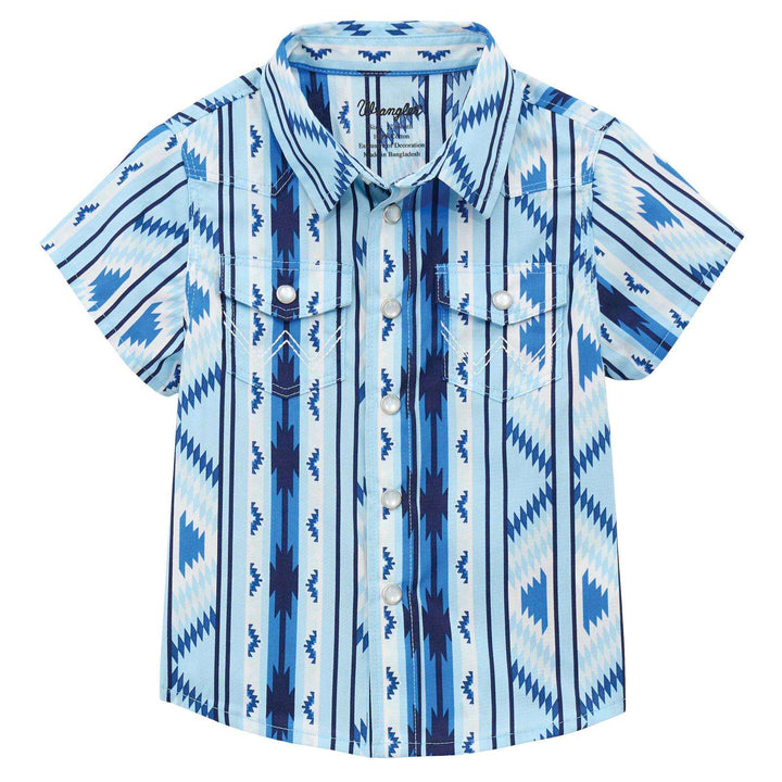 Wrangler® Baby Boy Long Sleeve Shirt Blue Multi | 112378883 - Double C Western SupplyWrangler
