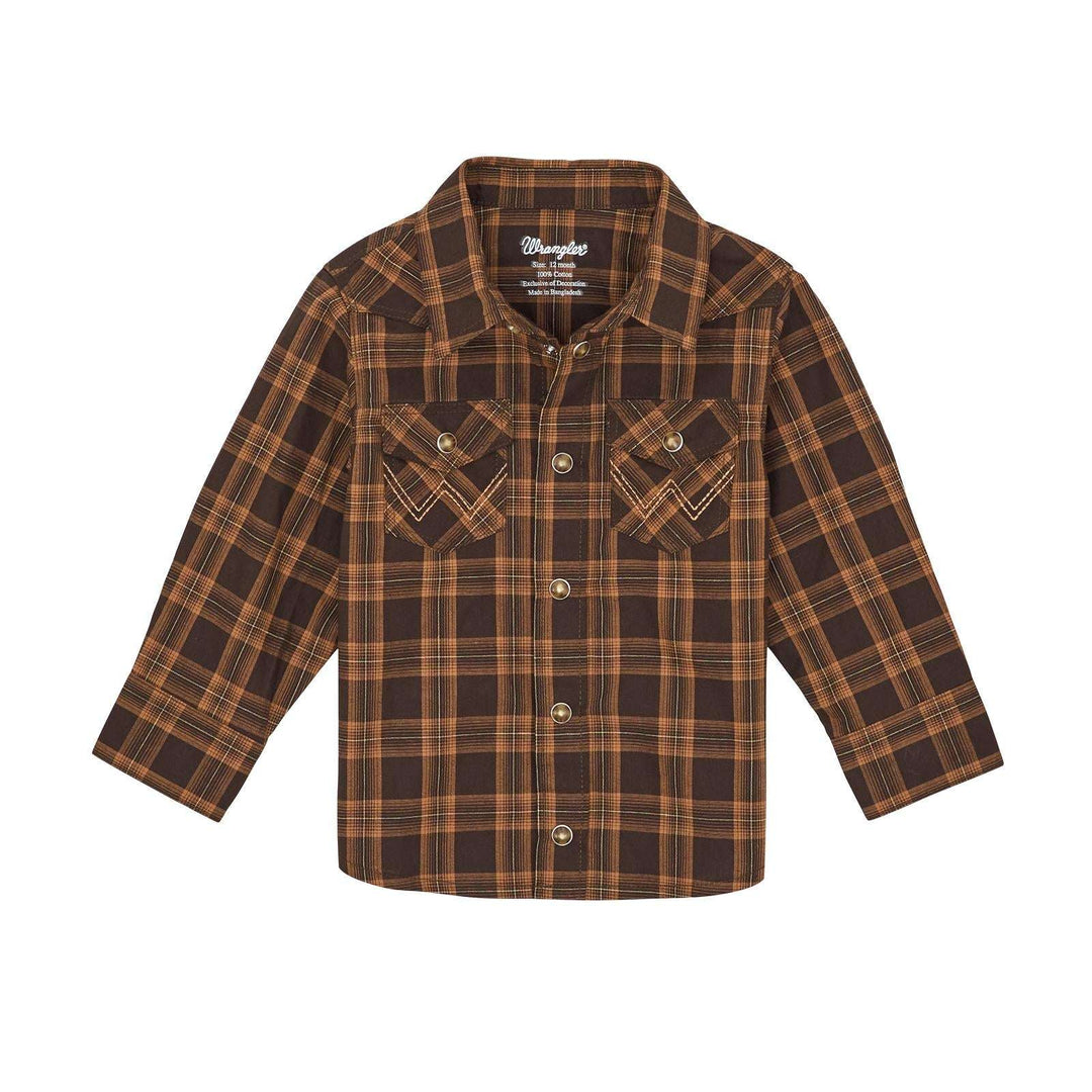 Wrangler® Baby Boy Long Sleeve Shirt - Brown 112367738 - Double C Western SupplyWrangler