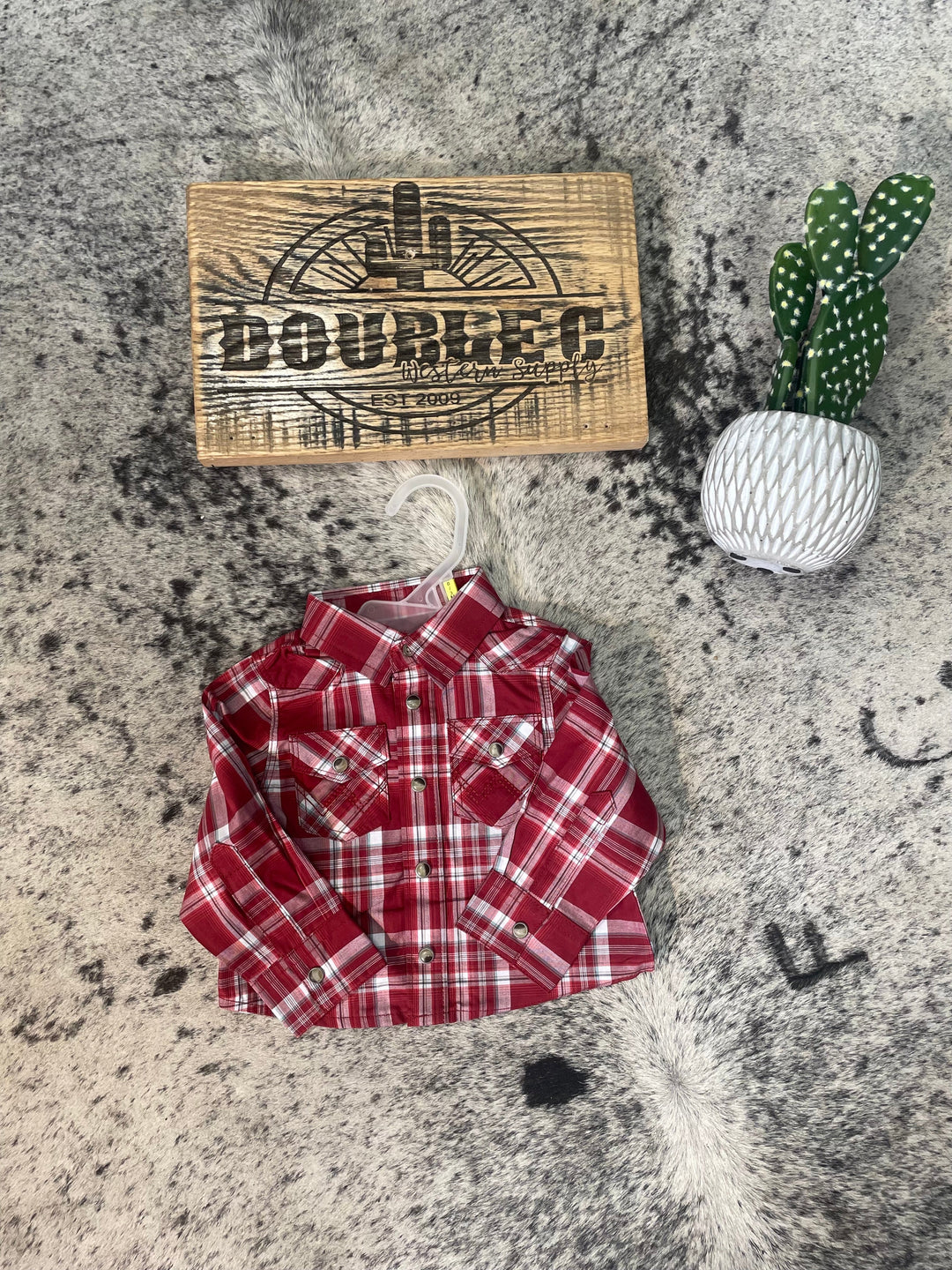 Wrangler® Baby Boy Long Sleeve Shirt - Red - Double C Western SupplyWrangler