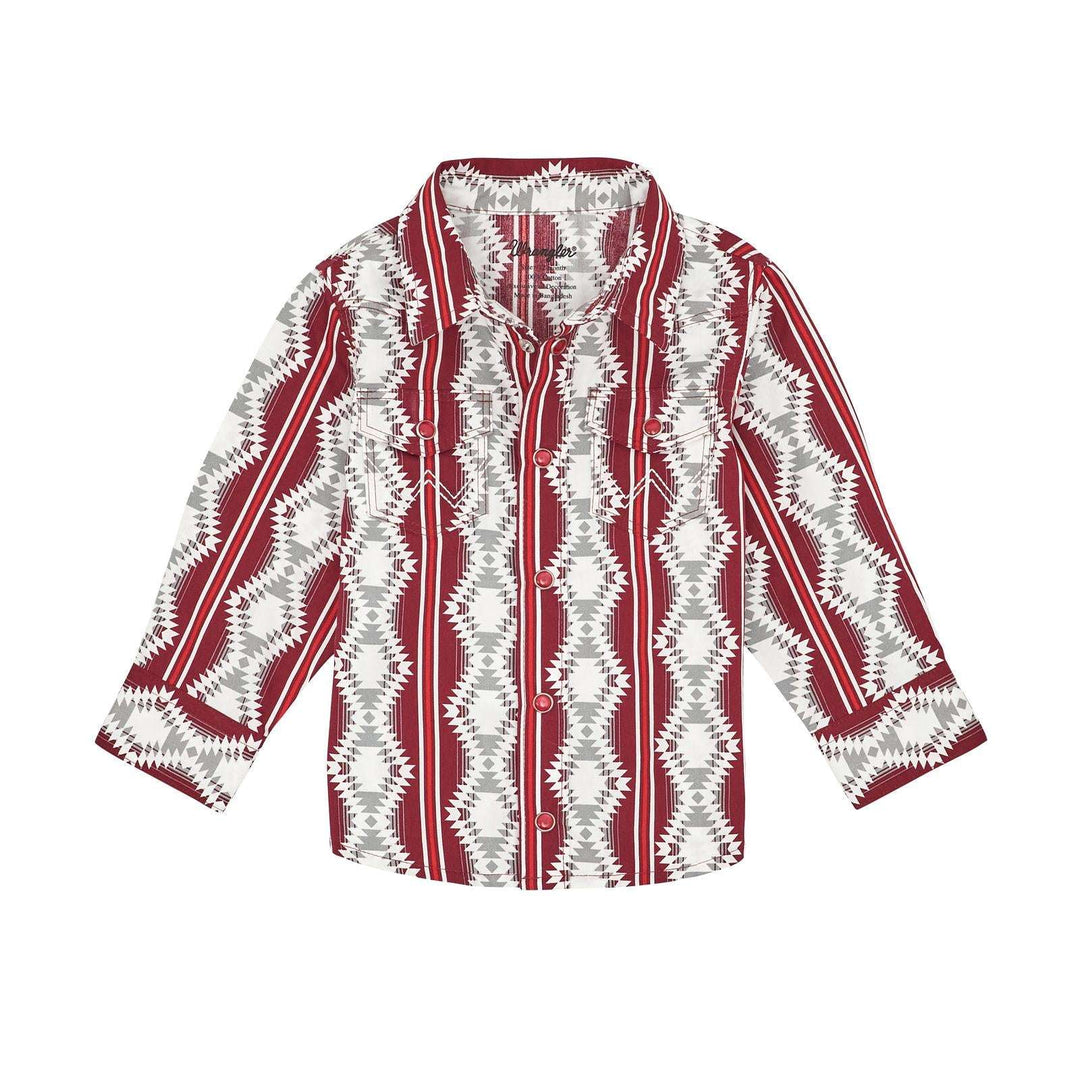 Wrangler® Baby Boy Long Sleeve Shirt - Red Multi 112367736 - Double C Western SupplyWrangler
