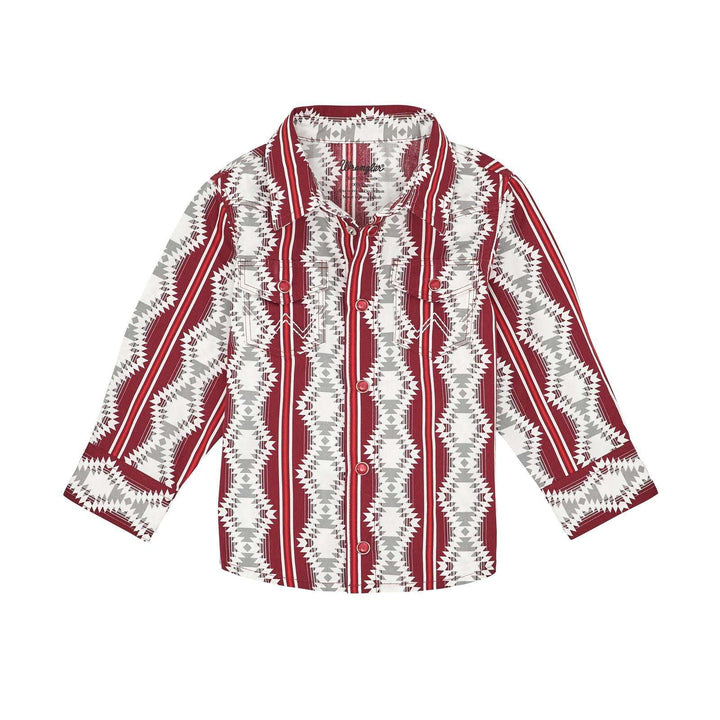 Wrangler® Baby Boy Long Sleeve Shirt - Red Multi 112367736 - Double C Western SupplyWrangler