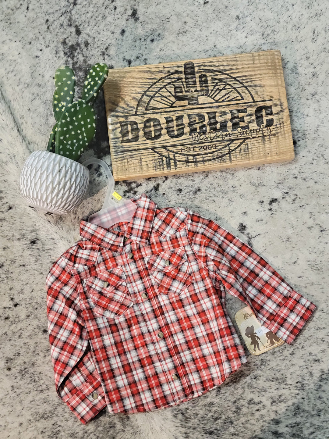Wrangler® Baby Boy Long Sleeve Shirt - Red/Black - Double C Western SupplyWrangler