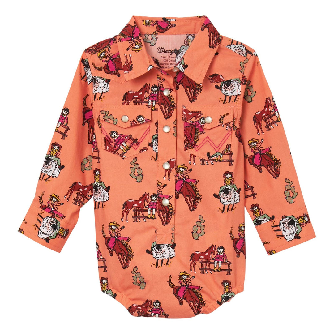 Wrangler® Baby Girl Bodysuit - Orange - Double C Western SupplyWrangler