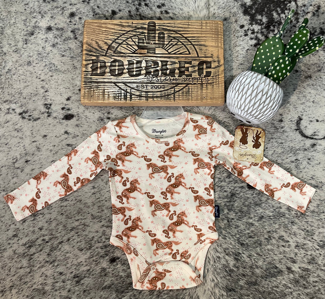 Wrangler® Baby Girl Bodysuit - White - Double C Western SupplyWrangler