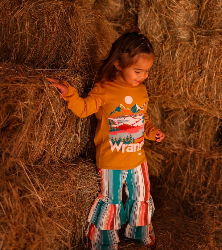 Wrangler® Baby Girl Pull Up Flare Jean - Stripe 112372426 - Double C Western SupplyWrangler