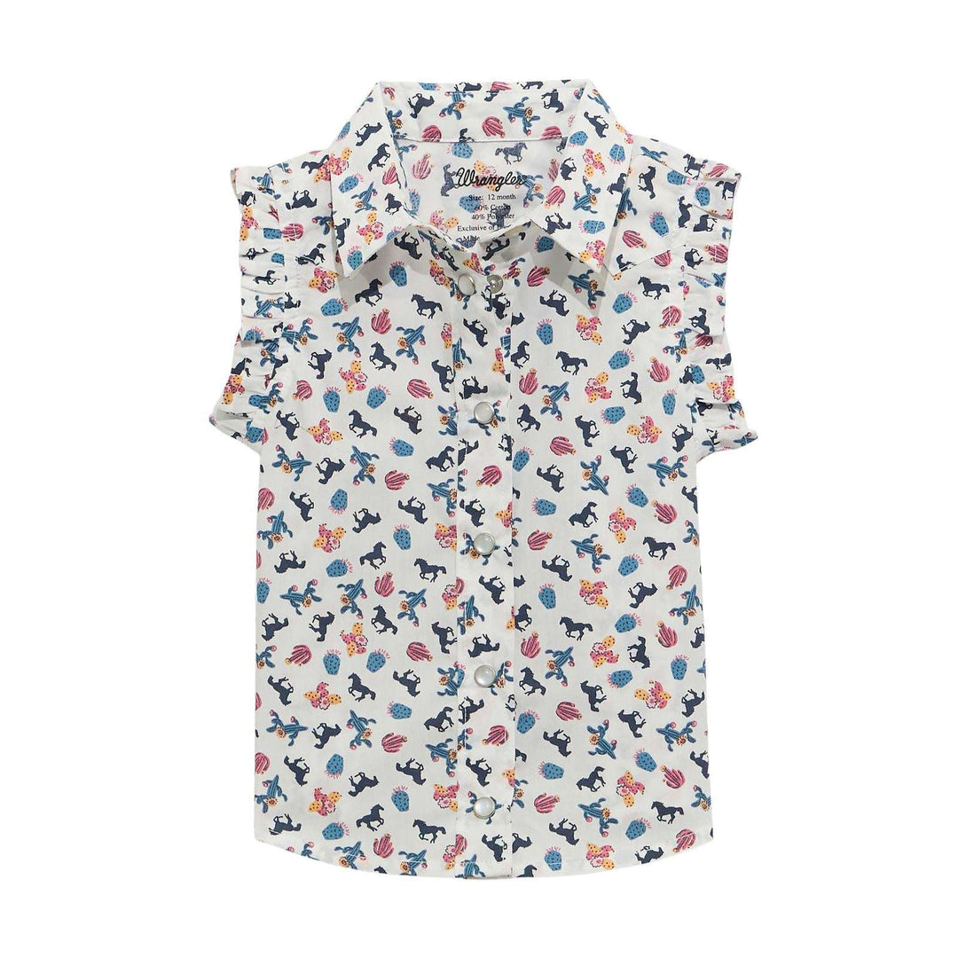 Wrangler® Baby Girl Western Snap Shirt - White 112375235 - Double C Western SupplyWrangler
