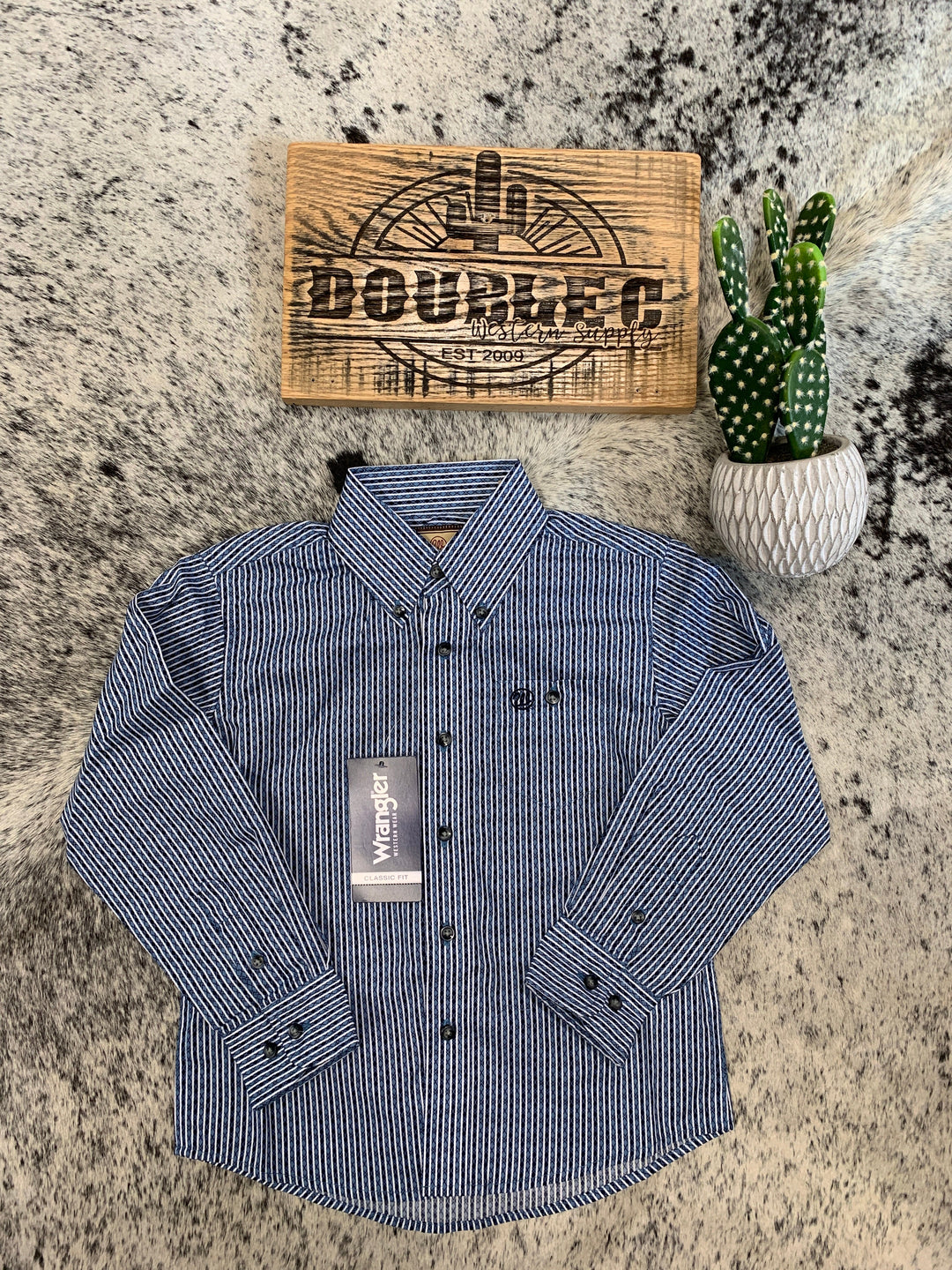 Wrangler Boys Classic Blue Shirt - Double C Western SupplyWrangler