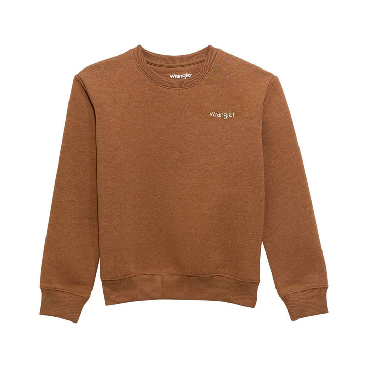 Wrangler® Boys Crew Fleece Pullover - Mocha Bisque 112372978 - Double C Western SupplyWrangler