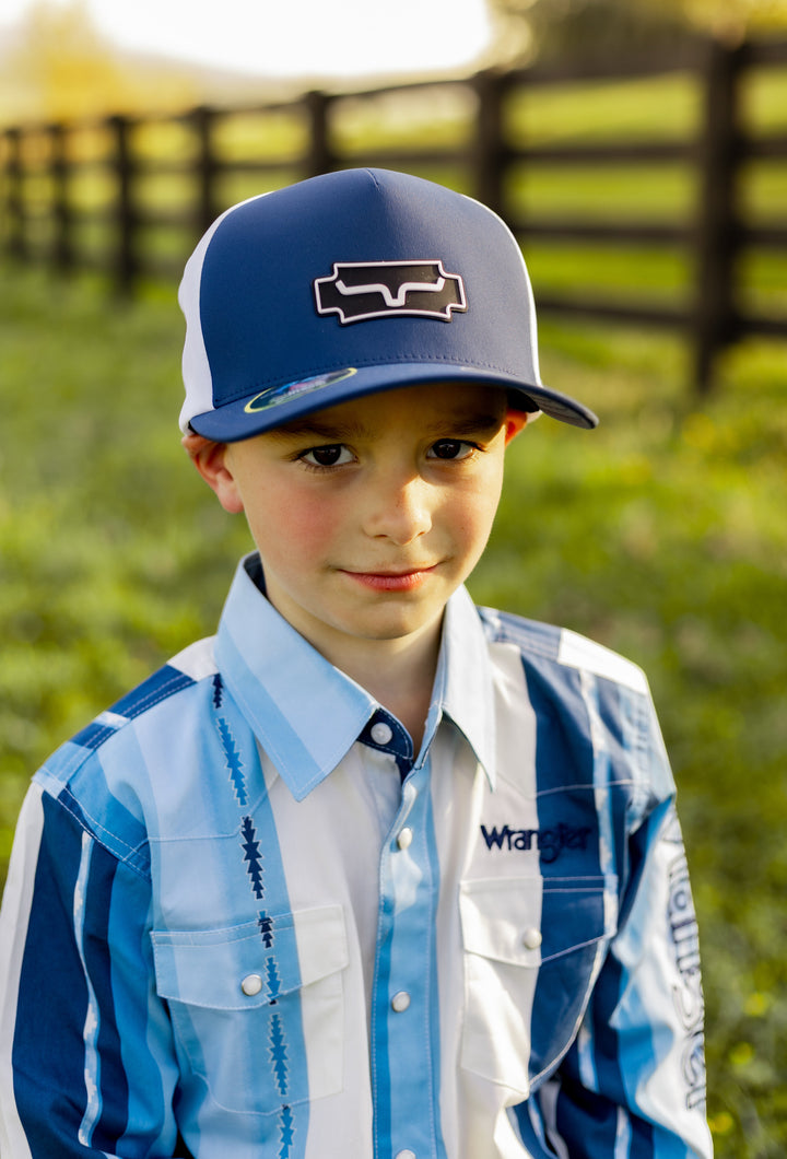 Wrangler Boys Logo Long Sleeve Shirt Blue | 112379217 - Double C Western SupplyWrangler