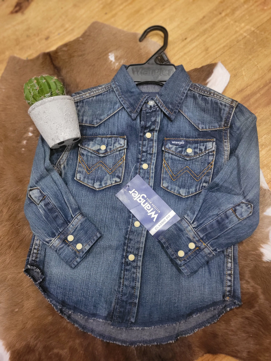 Wrangler Boys' Long Sleeve Snap Western Denim Shirt - 10BS1039W - Double C Western SupplyWrangler