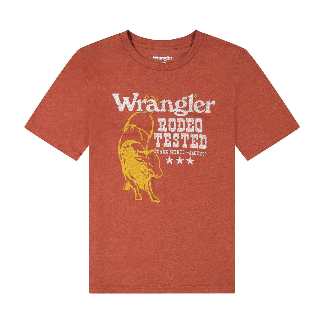 Wrangler® Boys Short Sleeve Graphic T-Shirt - Burnt Henna Heather - 112383956 - Double C Western SupplyWrangler