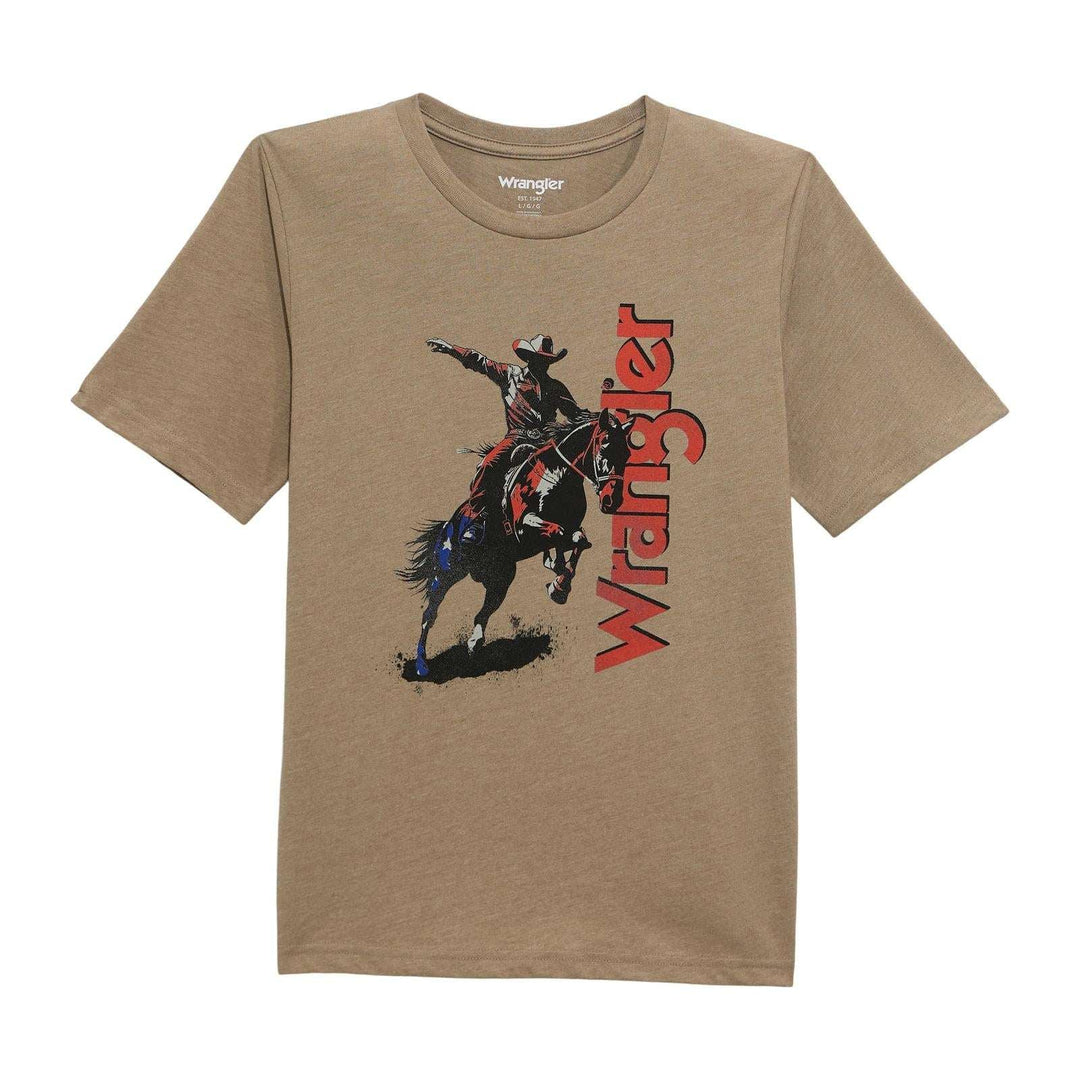 Wrangler® Boys Short Sleeve Graphic T-Shirt - Desert Taupe Heather 112372810 - Double C Western SupplyWrangler