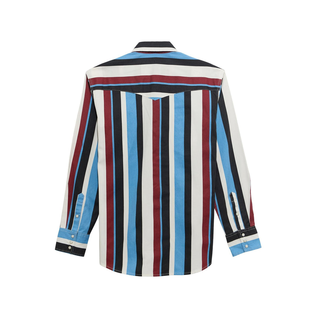 Wrangler® BRUSHPOPPER Vintage Inspired Long Sleeve Shirt - Classic Fit - Blue Multi 112374804 - Double C Western SupplyWrangler