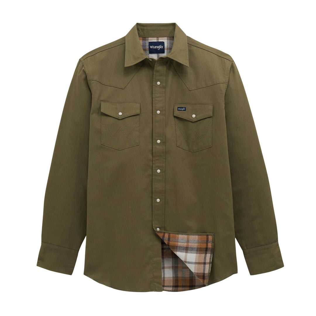 Wrangler® Flannel Lined Workshirt - Classic Fit - Green - 112381692 - Double C Western SupplyWrangler