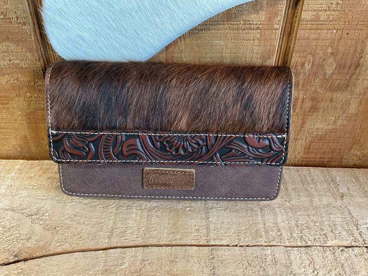 Wrangler Genuine Hair-On Cowhide Wallet/Crossbody WG169-W030CF/BK - Double C Western SupplyMontana West